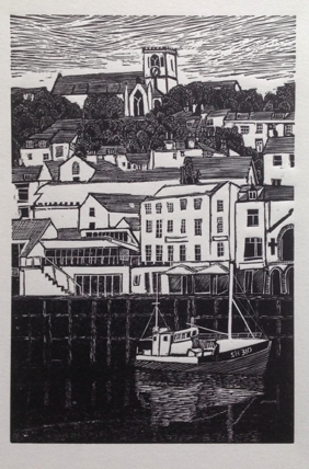 St Mary's Scarborough wood engraving by Michael Atkin
